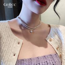 French elegant double - decker pearl neckchain choker female minimal neck chain in 2022 new style