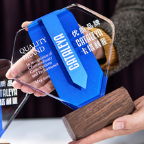 Crystal Trophy Customized Creative Wooden Medal Customized Honor Certificate Anniversary Celebration Excellent Employee Retirement Souvenirs