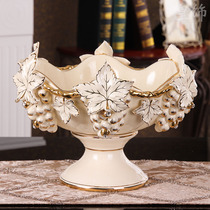 Royal decoration European-style ceramic fruit tray Creative modern living room decorated with grape fruit disc large swing piece