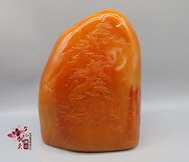 Home jade ornaments Huanglong Jade imitation field Huangshi stone stone carving landscape ornaments large original stone carving ornaments