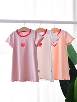 Baby nightgown summer thin girl girl short sleeve cotton dress home clothing love air conditioning clothing loose
