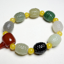 Tiangzi jade carving Xinjiang Hetian Jade hand string mens Jade Jade White Jade Jade rich jade world bracelet