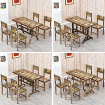 Canteen restaurant food stall snack bar restaurant barbecue shop retro simple milk tea shop noodle shop fast food table and chair combination