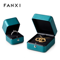 Vansi FANXI ring jewelry packaging box light luxury imported PU pendant necklace gift box simple blue H112