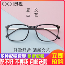 Retro Fashion Eye Frames for men and women Nearsightedness Glasses Big Frame Small Face Vegan Flat Mirror Anti-Blue Color Discoloration Finished Product