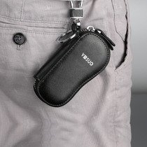 Real cowskin zipper small key bag mens multi-function large-capacity creative handmade simple womens car key bag