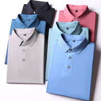 Hongyan word-of-mouth series silky cool seamless rubber elastic non-iron mens business thin lapel short sleeve t-shirt