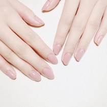 Naked light pink long round head detachable nail patch fake nail finished nail art repeatedly pasted nail paste