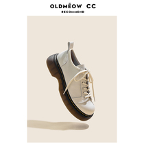 Old meows shop genuine leather thick bottom Inn wind small leather shoes womens spring autumn 2022 new casual round head single shoes Oxford shoes