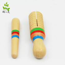 Special promotion Orff childrens percussion instrument wooden single-ring shave toy educational kindergarten teaching aids