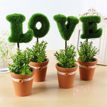 LOVE Emulation Plant Small Potted Plant Home Living Room Green Planting Decorations Desk Fake Flowers Furnishing Creative Fake Flower Pendulum