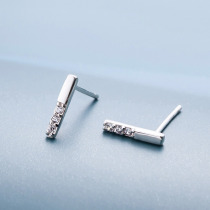 925 sterling silver geometric long stud earrings small mini conservation ears basic earrings womens vertical bar earrings simple