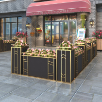 Outdoor wrought iron flower box commercial street custom flower trough municipal engineering flower bed square outside flower pot simple flower stand