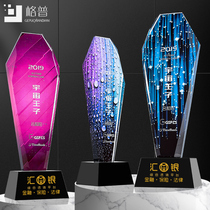 Trophy Crystal custom creative lettering Photo color printing Medal Company bank competition Prize award souvenir