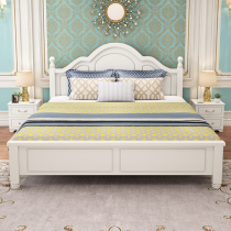 Modern minimalist European solid wood bed 1 8 meters double solid wood 1 5m White 1 2 m single economy