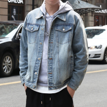 Denim jacket mens loose 2021 spring and autumn fashion brand European and American street denim fashion Korean handsome jacket