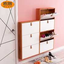 Nordic Ultra Slim Shoe Cabinet Home Doorway 15cm Ultra Narrow Door Rear Shoe Closet Minimalist Flipper Wall-mounted Wall Entrance large capacity