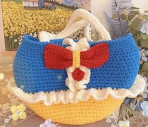 (Non-finished leave mailbox) crochet snow white color matching hand bag wool weaving hand diagram
