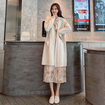 Pregnant autumn dress fashion suit 2021 new net red early autumn top cardigan two-piece set tide mom