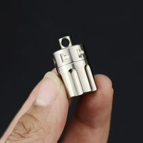 Titanium alloy waterproof bin EDC left wheel pendant mini medicine bottle waterproof and damp and old mans emergency medicine case pendant