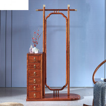 Mahogany furniture hedgehog red sandalwood new Chinese style all solid wood dressing mirror bedroom floor-to-ceiling coat rack with drawer storage