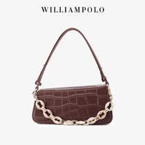 WILLIAMPOLO GENUINE LEATHER ARMBAND BAG 2022 NEW TIDE AUTUMN WINTER ADVANCED SMALL CROWDSOURCED SINGLE SHOULDER DIAGONAL SATCHEL BAG