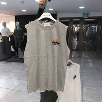 Summer pure cotton vest Mens surges insANAN Korea East gate thin double sided letter pattern printing