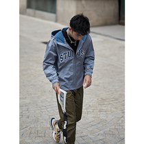 Furnace spring and autumn high-neck hooded jacket mens bf wind print jacket loose casual Joker clothes