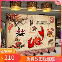 Black screen partition wall restaurant bar crayfish barbecue milk tea simple modern mobile folding fabric