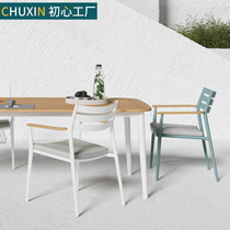 Outdoor Leisure Table And Chairs Patio Combined Villa Garden Furniture Solid Wood Outdoor Waterproof Sunscreen Nordic Vines Weave Open Air