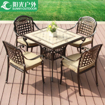 Sunshine outdoor cast aluminum table and chair five-piece set balcony courtyard garden leisure marble dining table and chair iron kit