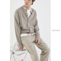 (NANS) wool blend single ingot round neck knit CARDIGAN CREWNECK CARDIGAN