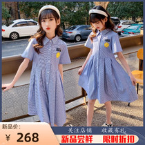South Korean girls summer short sleeve one-piece dress 2022 new CUHK Children Yanqi College Wind Shirt Princess Dresses