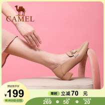 Camel Women Shoes Spring Autumn New square head Inn Wind casual coarse heel Lefoe shoes womens single shoes