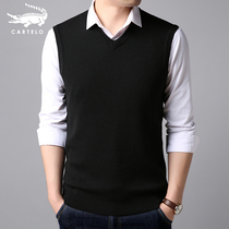 Crocodile waistcoat male 2022 spring autumn new youth mens vest sleeveless knitted sweater with bottom v collar blouse
