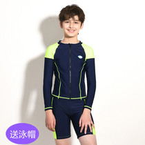 2021 new boys CUHK child teenagers long sleeves split 50% flat angle swimsuit professional training speed dry swimsuit