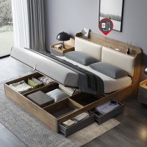 Guyi high box bed Modern simple storage master bedroom Double 1 8 meters 1 5 meters Economical Nordic style bed