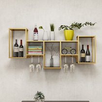 Nordic wrought iron wine rack wall hanging wall rack creative decoration restaurant wine cabinet wine cup rack hanging display rack
