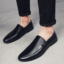 2020 Hong Kong trend Bean shoes mens leather Korean casual small leather shoes new British fashion brand mens driving shoes
