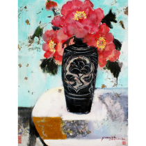 (Bottom price leakage) Chinese painting famous artist Yuan Ye (ancient bottle new flower) signed limited edition painting