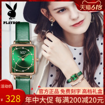 Flowers Playboy Nameplate New Watch Lady Waterproof Rectangular Small Green Table Retro Womens Table Womens Brands