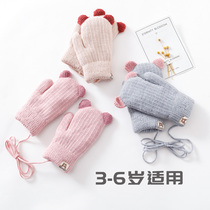 Childrens gloves Winter 3-year-old baby girl cotton 5 boys cute 4 Winter plus velvet 6 girls autumn and winter children