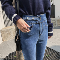 High-waisted jeans womens 2020 autumn and winter new thin high wild womens student tight womens small feet pants