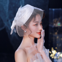 Mengyao bride new white satin bow mesh vintage hat wedding ball photo hair accessories