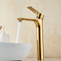  European-style all-copper bathroom Bathroom basin washbasin washbasin Table basin Raised hot and cold water faucet Gold