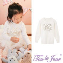 Toullejour Girl Clothing Fresh Angel Platinum Butterfly Knot Hot drill Covered Head Cotton Knit Undershirt