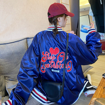 Clear Cabin Special Baseball Suit Women Spring And Autumn Han Edition New Student Letter Embroidery Retro Satin Jacket Jacket