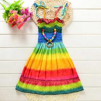 Girls 7 children Group 10-year-old girl clothes 8 summer knee long dress 4 summer dress 6 Princess silk dress