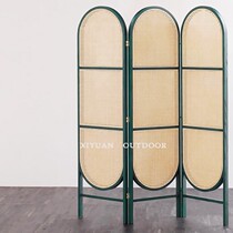 Screen ins Solid wood partition entrance Real rattan living room Simple designer rattan woven three-sided screen mobile folding screen