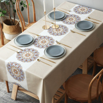Tablecloth fabric is waterproof and oilproof and washless  Table mat rectangular home coffee table mat anti-hot table mat PVC thick Nordic